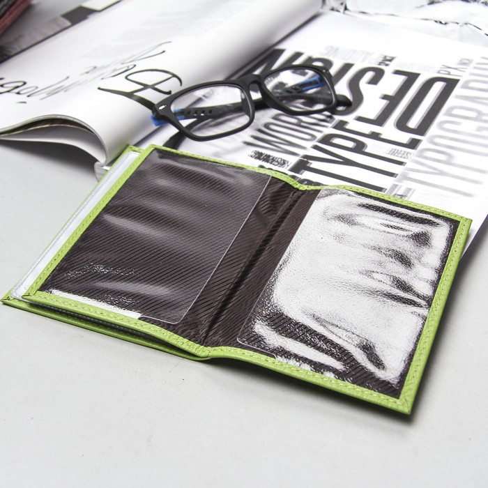Обложка для автодокументов и паспорта, зелёный флотер