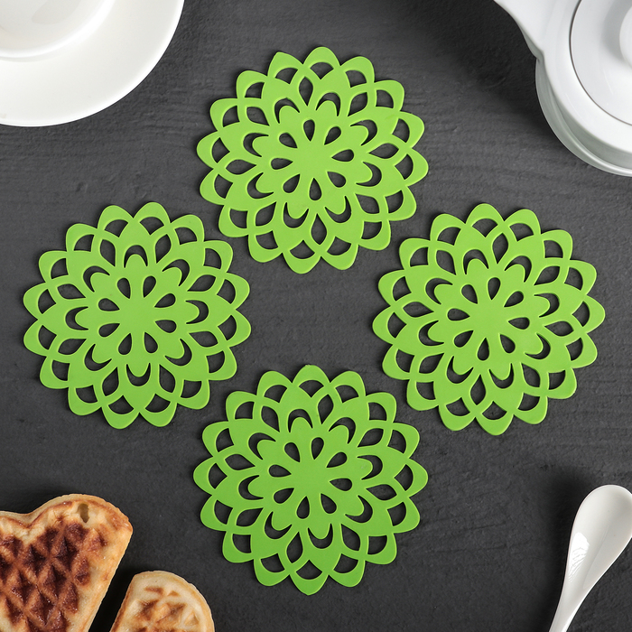 Набор подставок под горячее, 4 шт, 10 см "Воспоминание", цвета МИКС