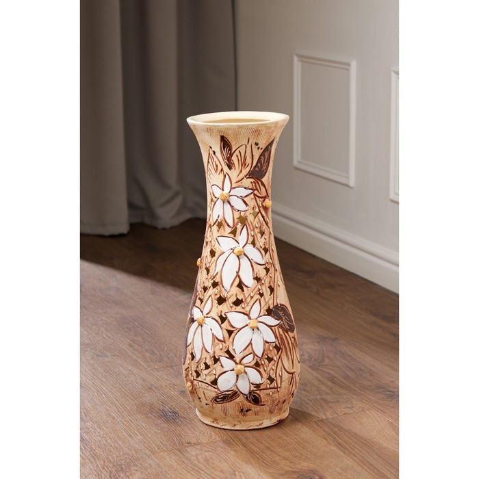 Ваза напольная "Осень" ажур, белая, микс