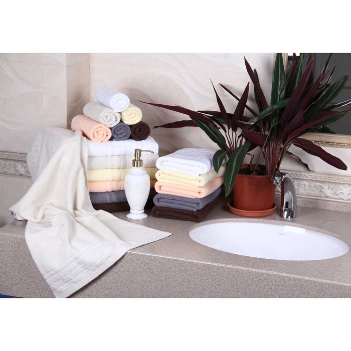 Полотенце махровое "Этель" Гармония кремовый 50*90 см, 100% хлопок, 400гр/м2