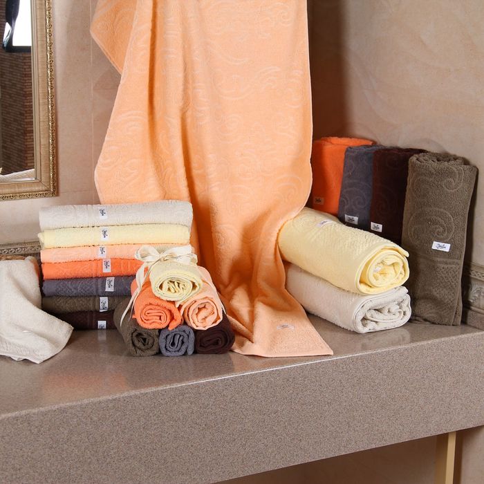 Полотенце махровое "Этель" Орнамент абрикосовый 30*70 см, 100% хлопок, 400гр/м2