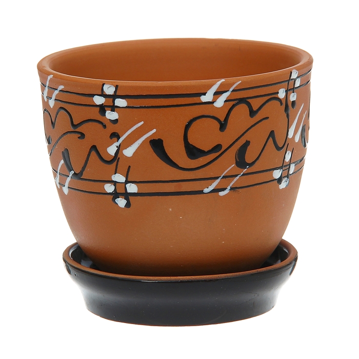 Кашпо "Агат" коричневое, чёрно-белый узор 0,5 л