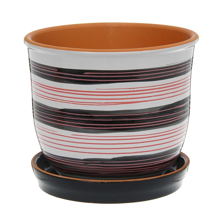 Кашпо "Агат" чёрное, полоски 3 л