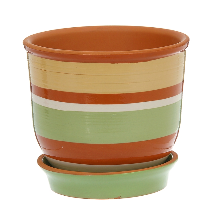 Кашпо "Агат" коричневое, широкие полосы 1 л