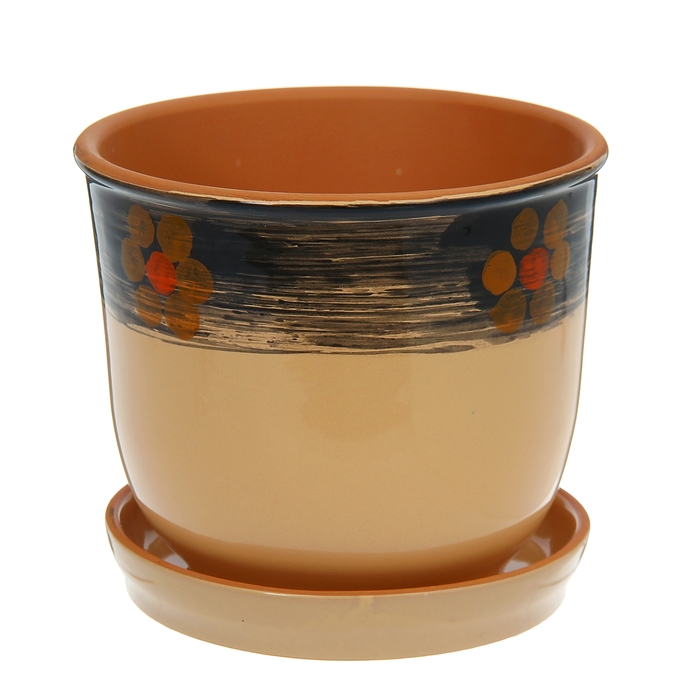 Кашпо "Агат" бежевое, цветы 3 л