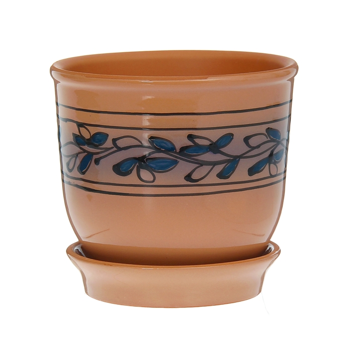 Кашпо "Агат" коричневое, чёрный узор 1 л