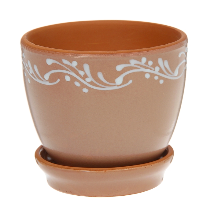 Кашпо "Агат" коричневое, белые линии 0,5 л