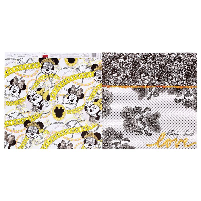 Бумага для скрапбукинга "Stylish club: Кружево", Минни Маус, 29.5 х 29.5 см, 160 г/м²