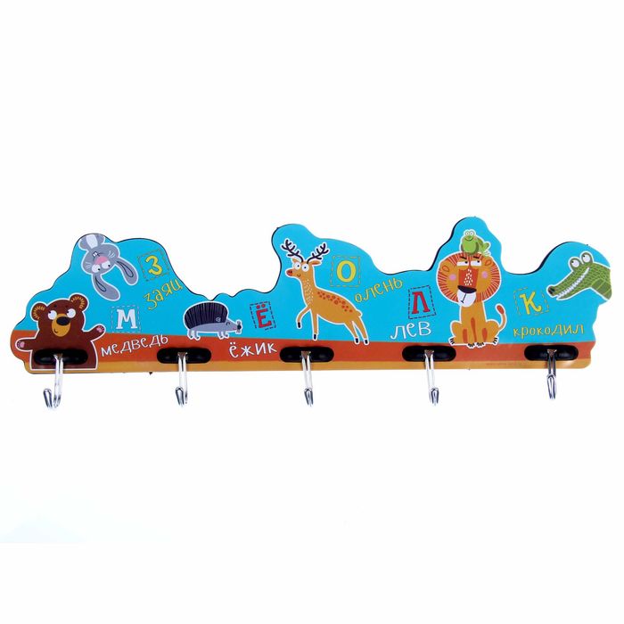 Крючки на планке "Алфавит", 5 крючков, 33 х 8 см