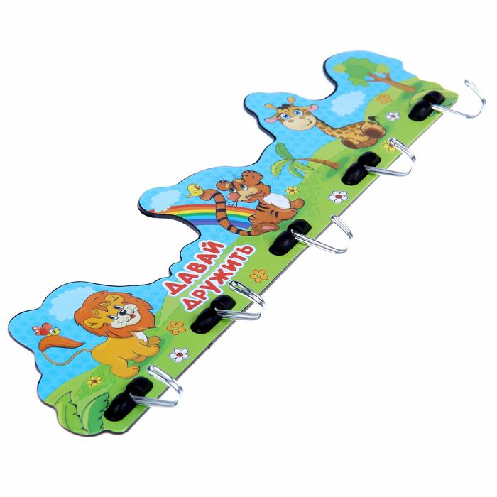 Крючки на планке "Давай дружить", 5 крючков, 33 х 8 см