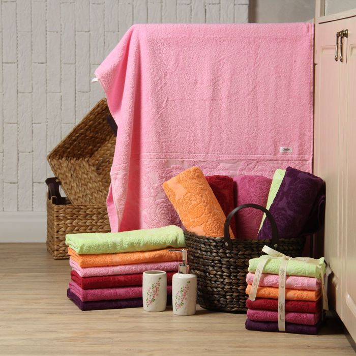 Полотенце махровое "Этель" Симфония розовый 30*70 см, 100% хлопок, 400гр/м2