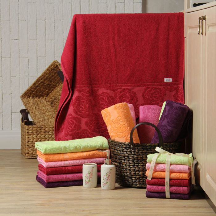 Полотенце махровое "Этель" Симфония красный 50*90 см, 100% хлопок, 400гр/м2