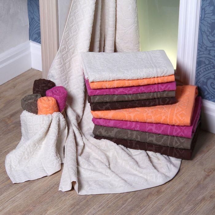 Полотенце махровое "Этель" Барокко кремовый 50*90 см, 100% хлопок, 400гр/м2