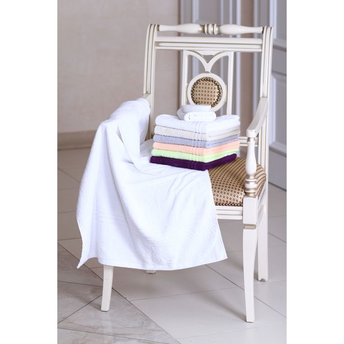 Полотенце махровое "Этель" Рапсодия белый 50*90 см, 100% хлопок, 400гр/м2