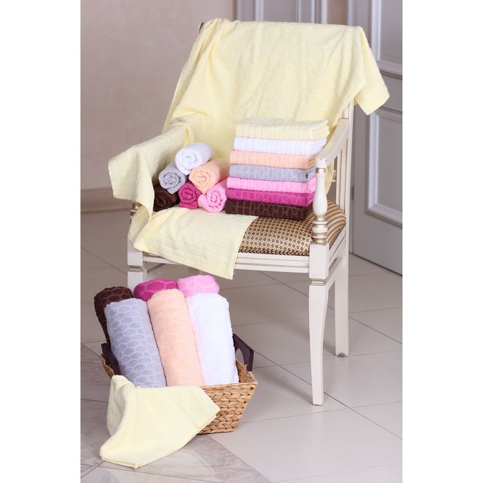 Полотенце махровое "Этель" Серпенте светло-желтый 30*70 см, 100% хлопок, 400гр/м2