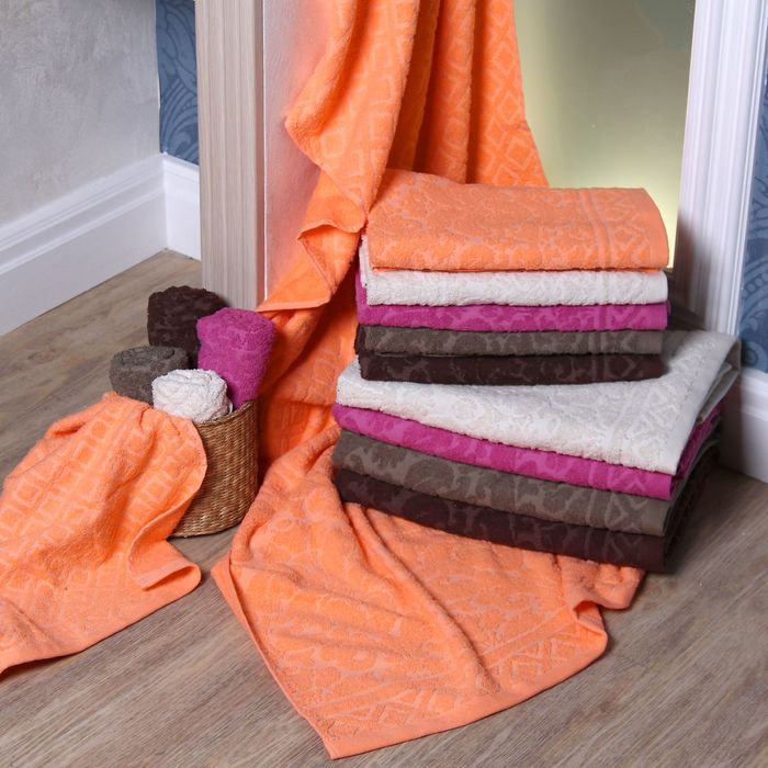 Полотенце махровое "Этель" Барокко оранжевый 30*70 см, 100% хлопок, 400гр/м2