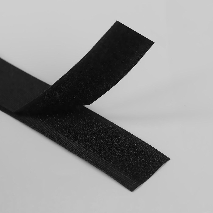 Липучка, 20 мм × 25 ± 1 м, цвет чёрный