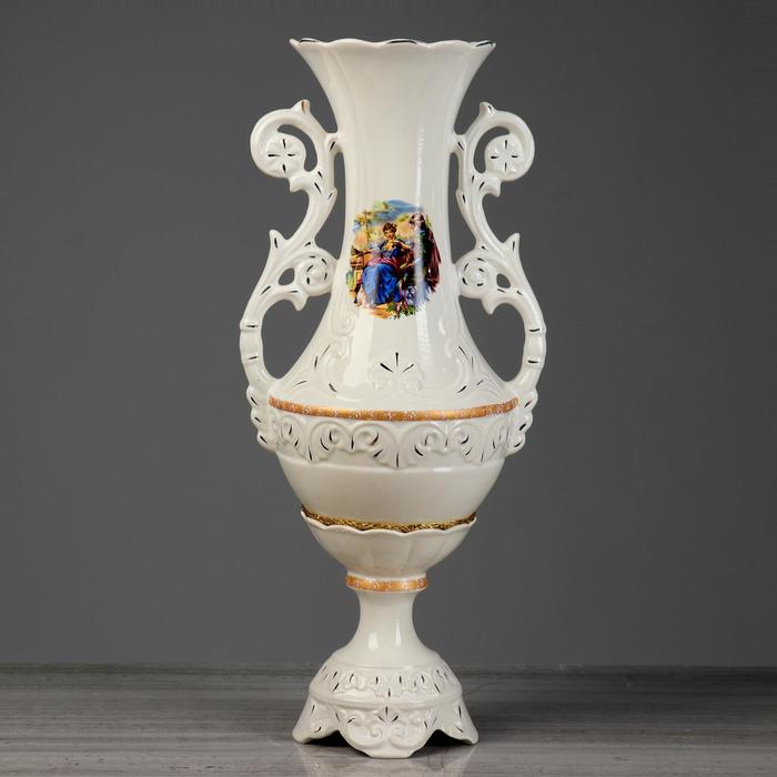 Ваза напольная форма "Феона" Свидание, белая