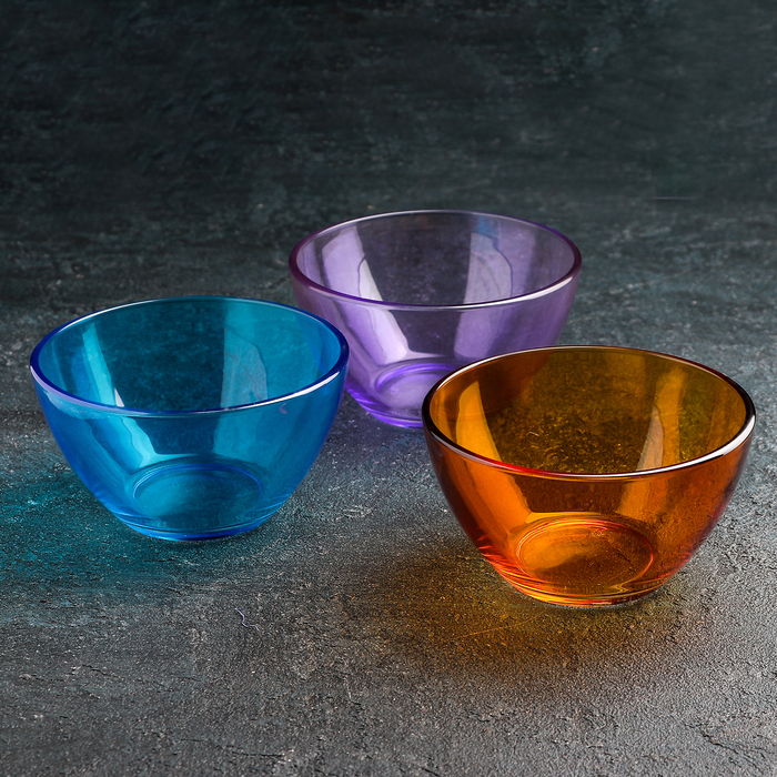 Набор салатников 250 мл "Радуга", 3 шт, цвет МИКС