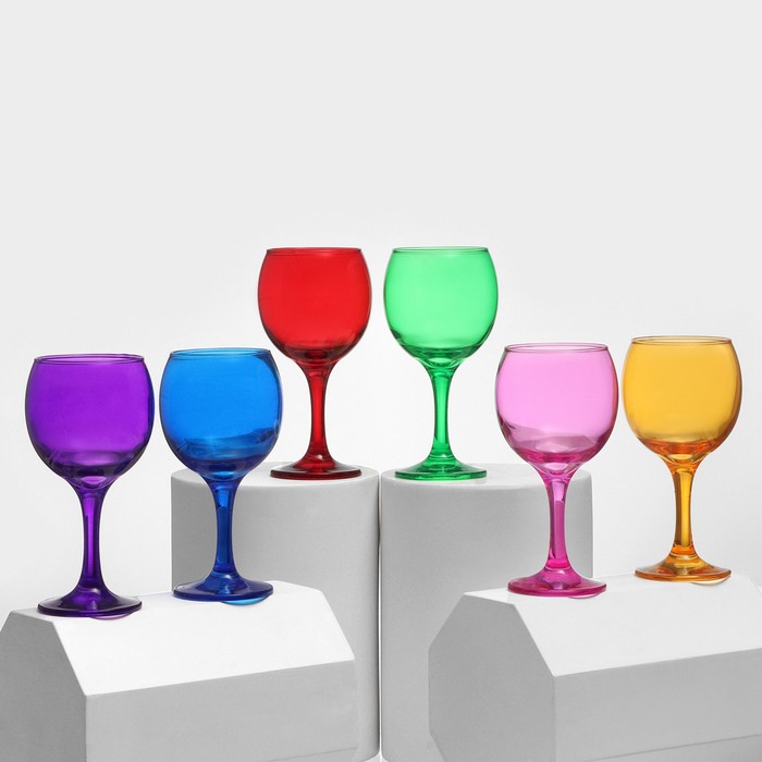 фото Набор бокалов для вина 290 мл "радуга", 6 шт хрустальный звон