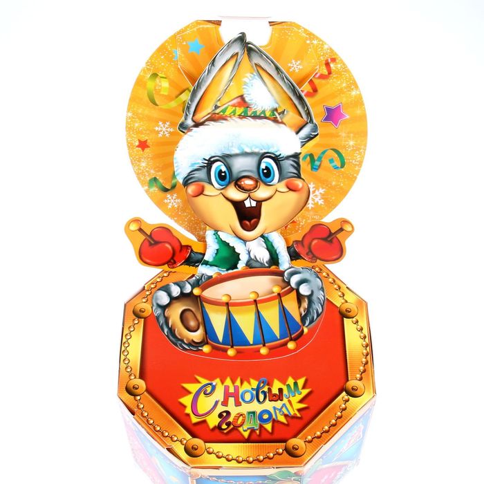 Коробка складная «Заяц с барабаном», 17 х 17 х 12,5 см