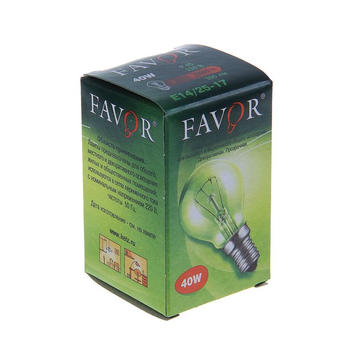 Лампа накаливания Favor ДШ, Е14, 40 Вт, 230 В