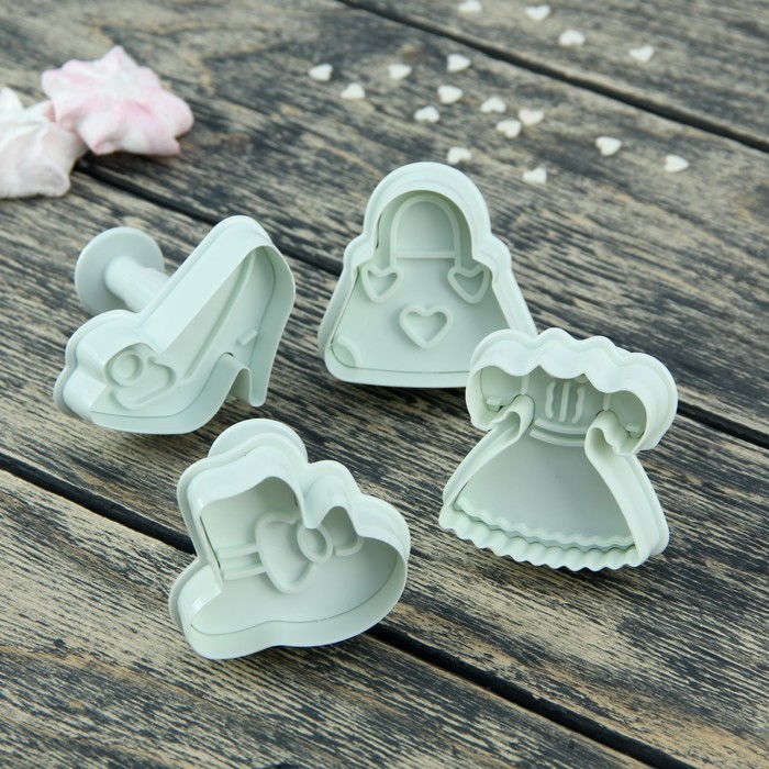 Набор плунжеров кондитерских набор "Модница", 4 шт, цвет белый