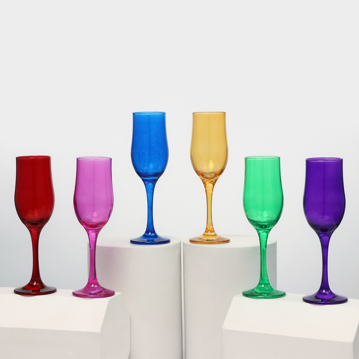 Набор бокалов для шампанского «Радуга», 200 мл, 6 шт
