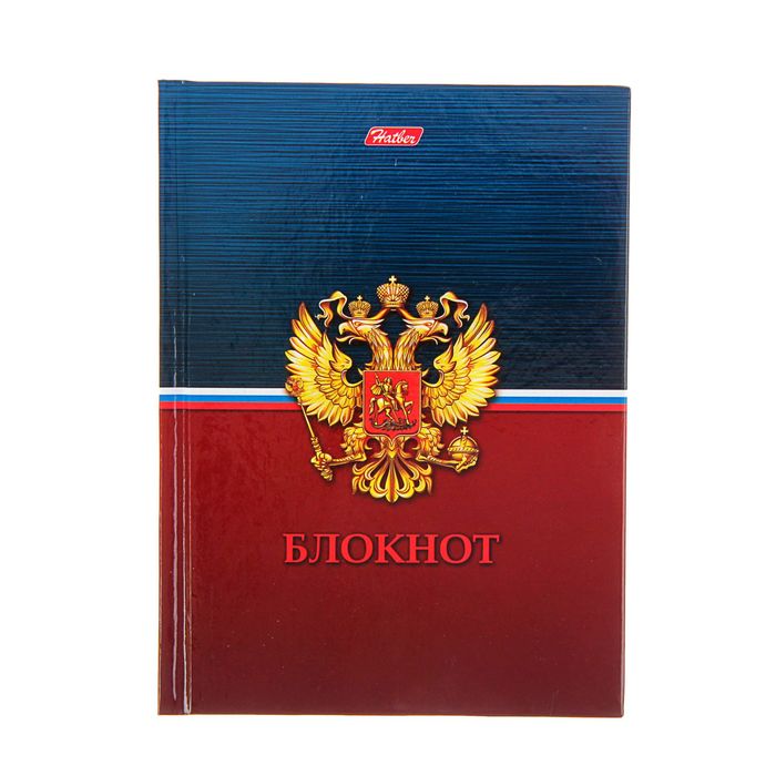 Бизнес-блокнот А6, 80 листов, в клетку, "Россия", твёрдая обложка