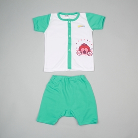 

Детский костюм "Карета": футболка на кнопках, шорты, на 6-12 мес, цвет мятный