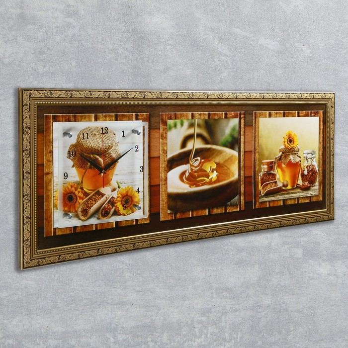 Часы-картина настенные "Медовая фантазия", 35х100 см микс