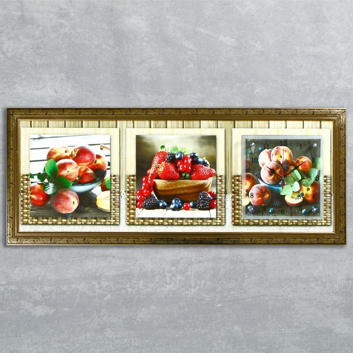Часы-картина настенные "Фруктовый восторг", 35х100 см микс
