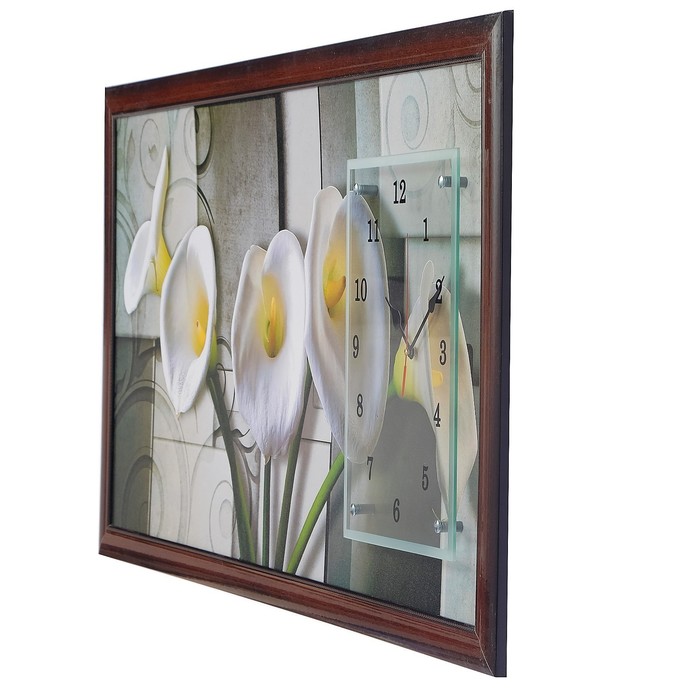 Часы-картина настенные "Белые каллы", микс 50х100 см