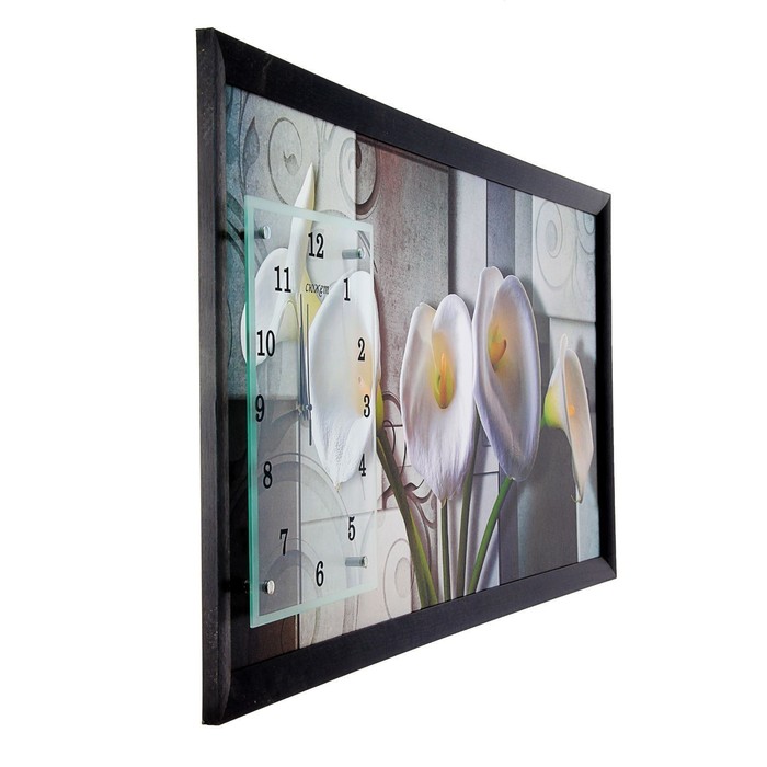Часы-картина настенные "Белые каллы", микс 50х100 см
