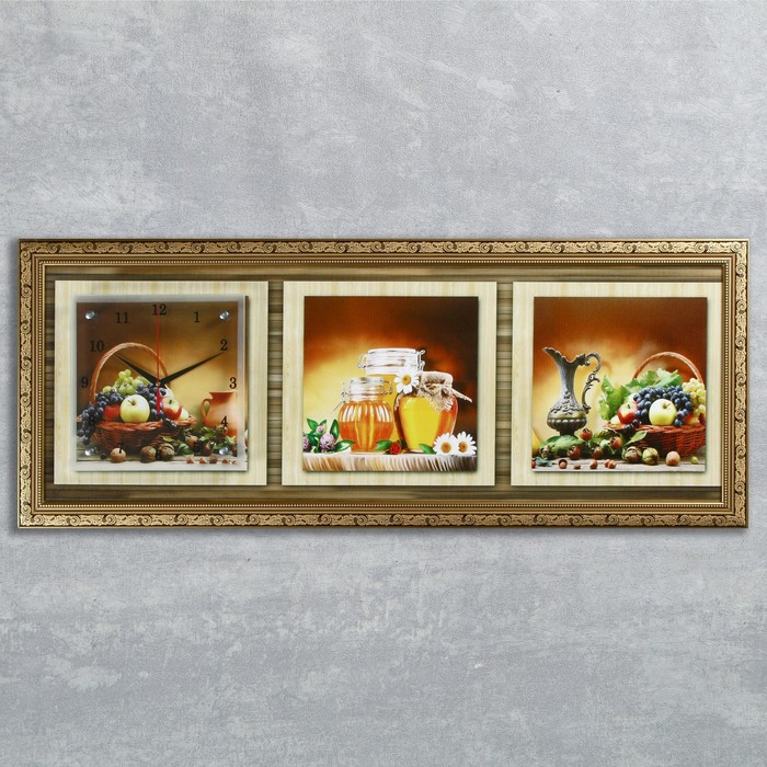 Часы-картина настенные "Дары осени", 35х100 см микс