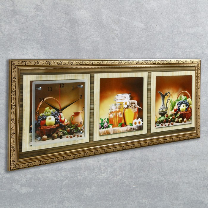 Часы-картина настенные "Дары осени", 35х100 см микс