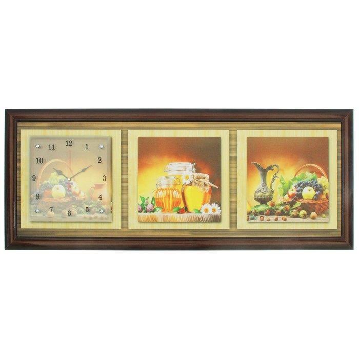 Часы-картина настенные "Дары осени", 35х100 см микс