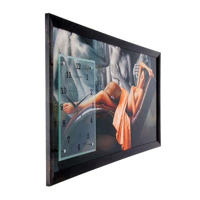 Часы-картина настенные "Девушка на кушетке", 50х100 см микс