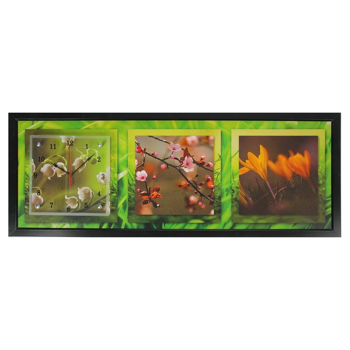 Часы-картина настенные "Весеннее настроение", 35х100 см микс