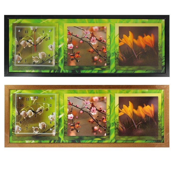 Часы-картина настенные "Весеннее настроение", 35х100 см микс