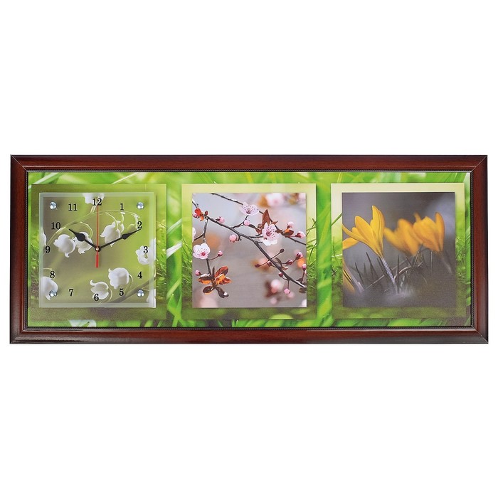 Часы-картина настенные "Весеннее настроение", 35х100 см микс