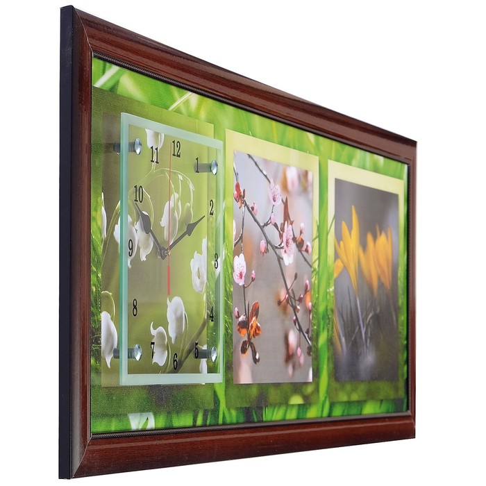 Часы-картина настенные "Весеннее настроение", 35х100 см микс