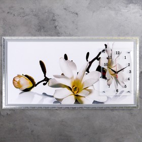 Часы-картина настенные, серия: Цветы, "Ветка с цветами и почками",  50х100  см, микс