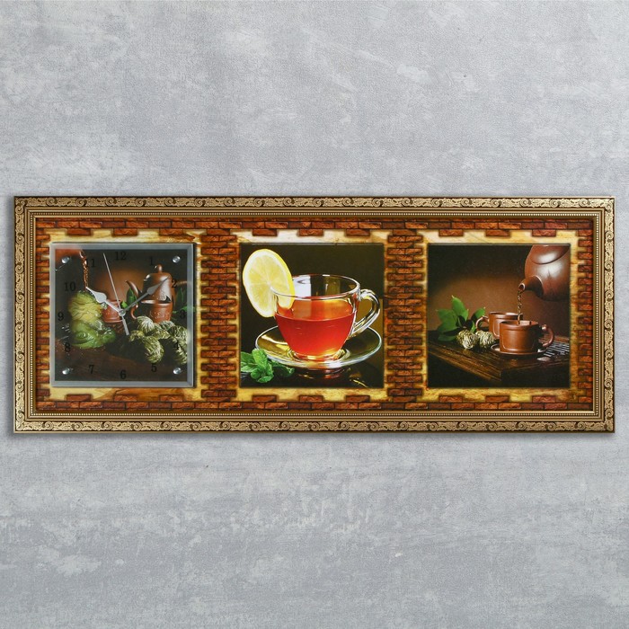 Часы-картина настенные "Чайная церемония", 35х100 см микс
