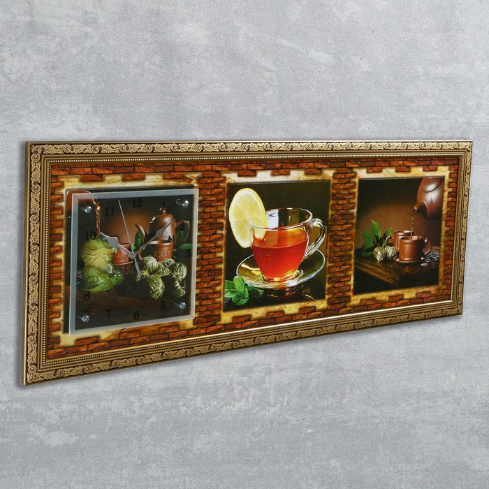 Часы-картина настенные "Чайная церемония", 35х100 см микс