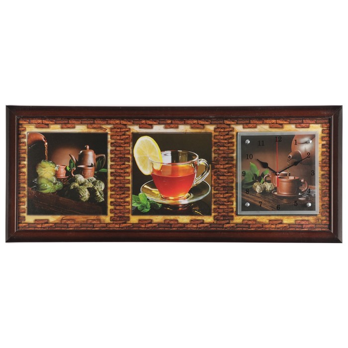 Часы-картина настенные "Чайная церемония", 35х100 см микс