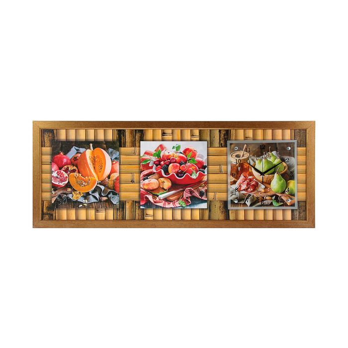 Часы-картина настенные "Ягодный натюрморт", 35х100 см микс