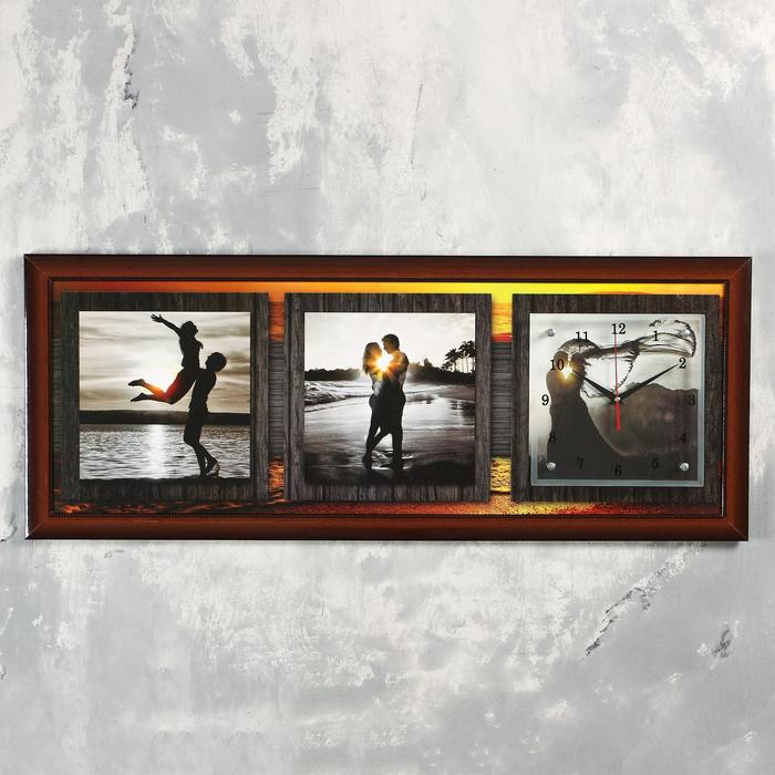Часы-картина настенные "Влюбленные на закате", 35х100 см микс