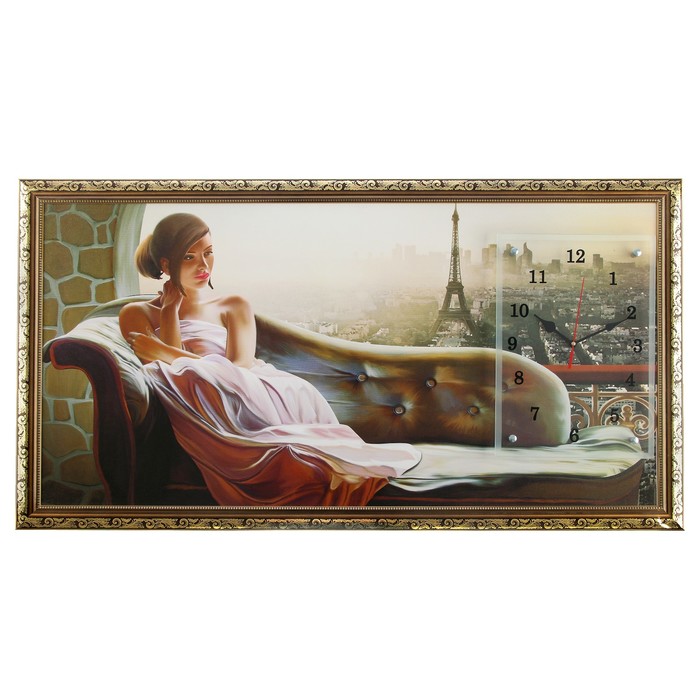 Часы-картина настенные "Рассвет в Париже", 50х100 см микс