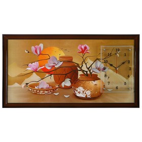 Часы-картина настенные, серия: Цветы, "Закат в пустыне", 50х100  см, микс